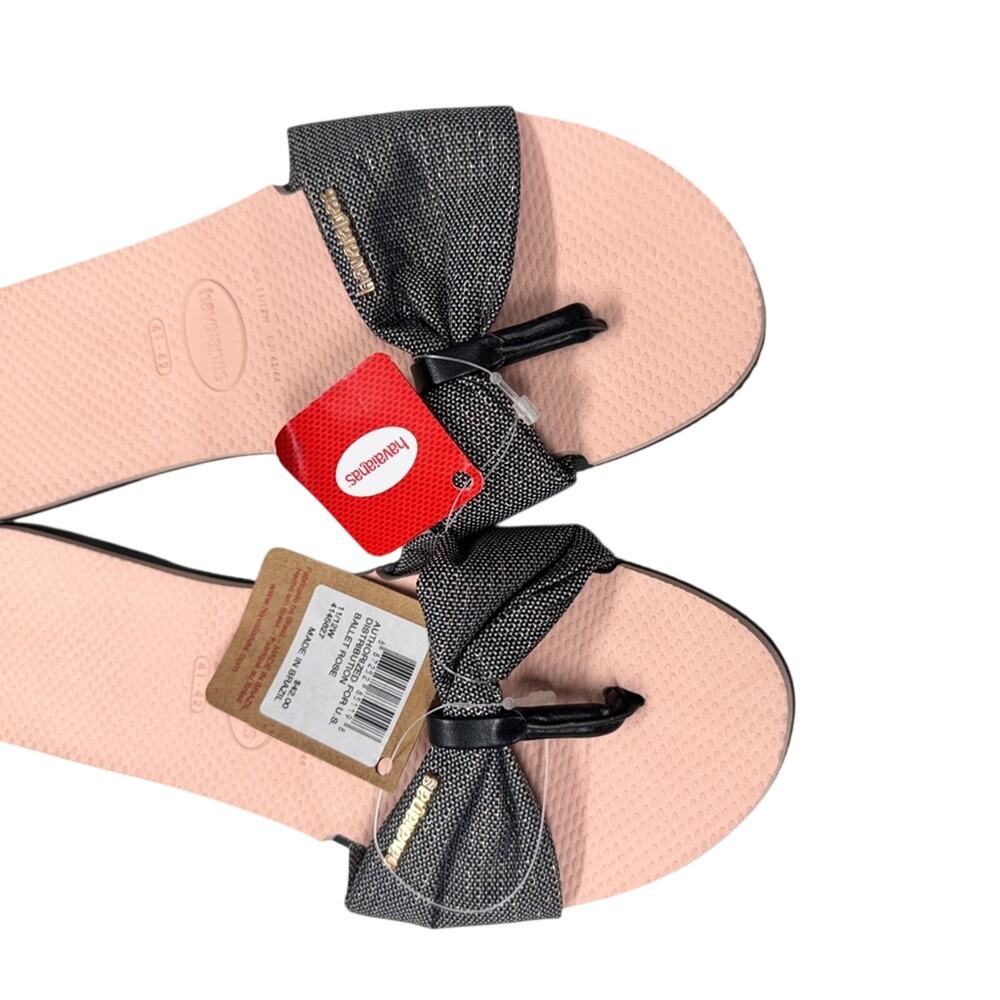 Havaianas Grey Silver Thong Sandals Womens 11/12 NWT Beachy Vacation Flats